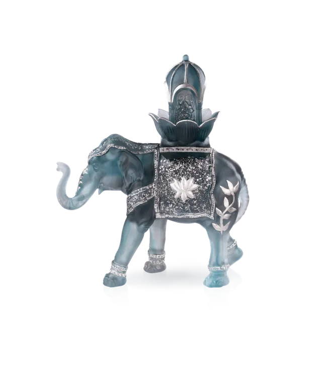 daum-univers-animalier-el-phant-shalmara-sculpture-bleu-gris image 1
