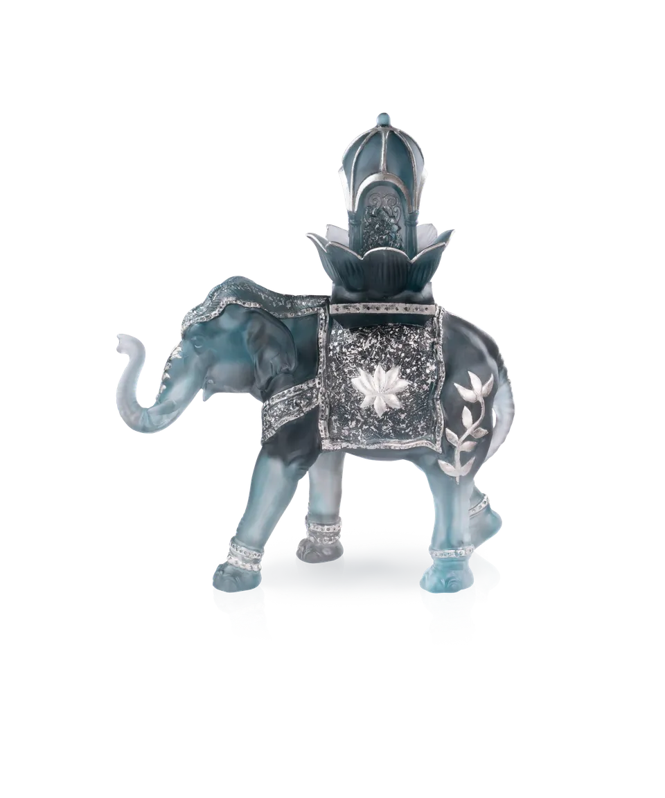 daum-univers-animalier-el-phant-shalmara-sculpture-bleu-gris image 1