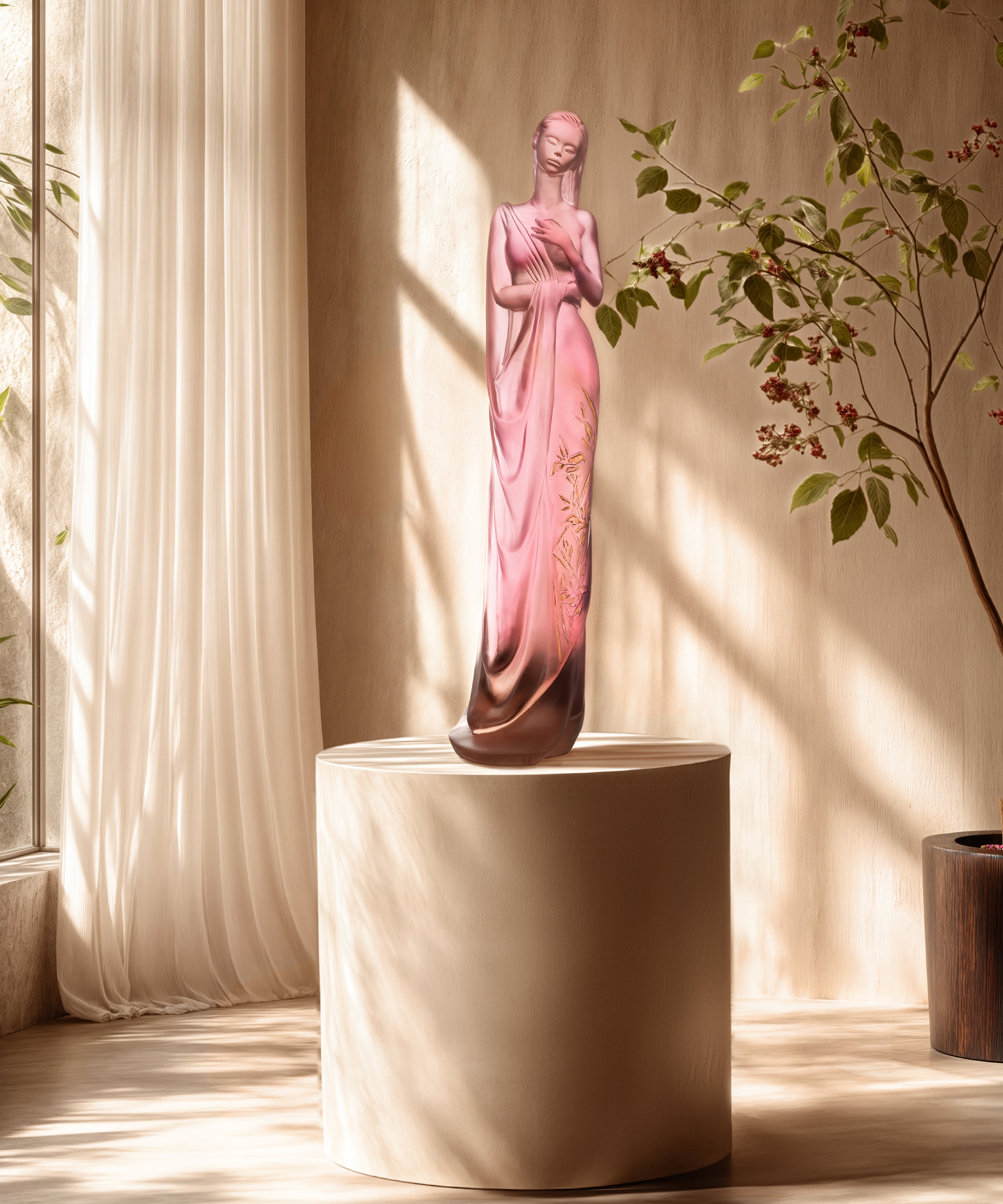 daum-lys-d-eau-sculpture-rose-or-50-ex-deville image 2
