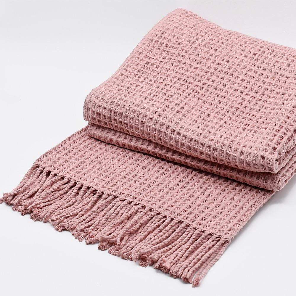 luisa-paix-o-plaid-coton-gaufr-rose-200x140-cm image 2