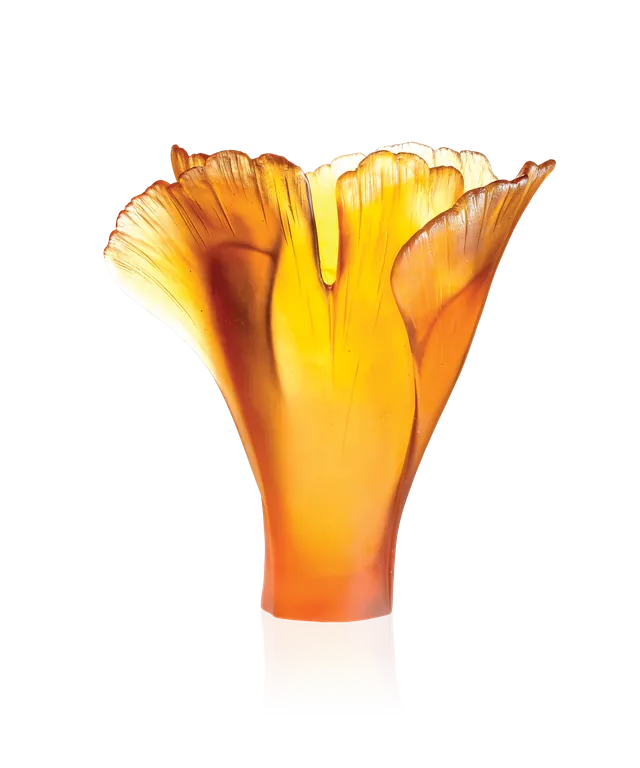 daum-univers-v-g-tal-ginkgo-vase-ambre-grand-mod-le image 1
