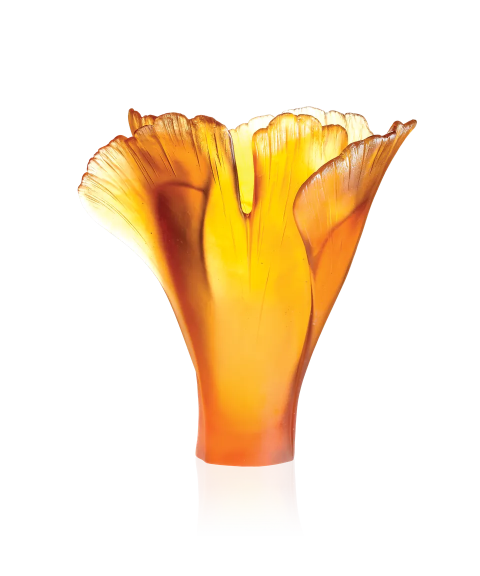 daum-univers-v-g-tal-ginkgo-vase-ambre-grand-mod-le image 1
