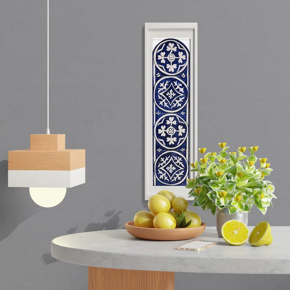 luisa-paix-o-azulejos-panneau-56x14cm-4-carreaux-peints-main image 1