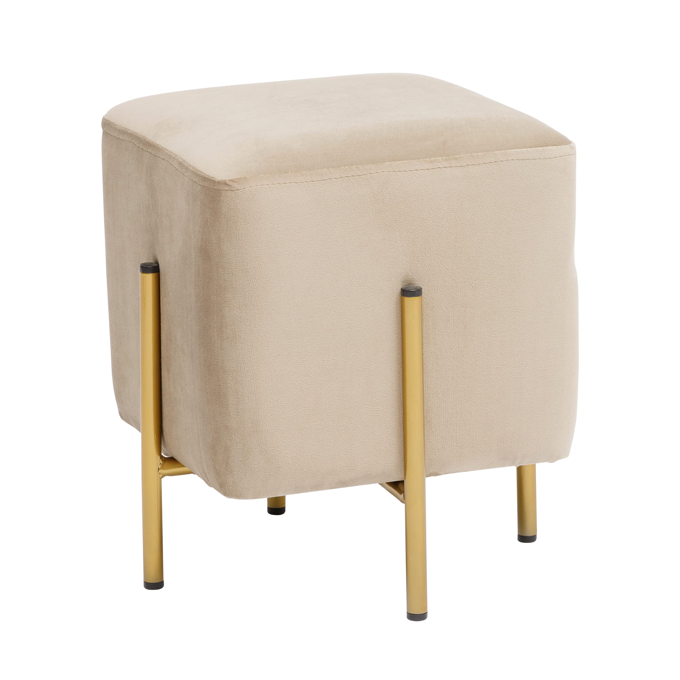 baroni-home-pouf-pouf-velours-fleurs-cognac-pieds-or-33x33x38-cm image 5