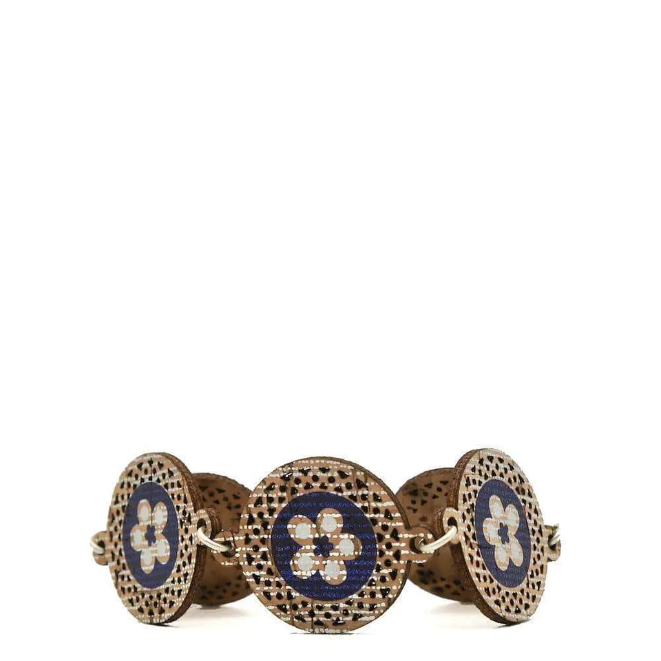 luisa-paix-o-bijoux-bracelet-li-ge-flores-bleu-dor-16-5-cm image 1