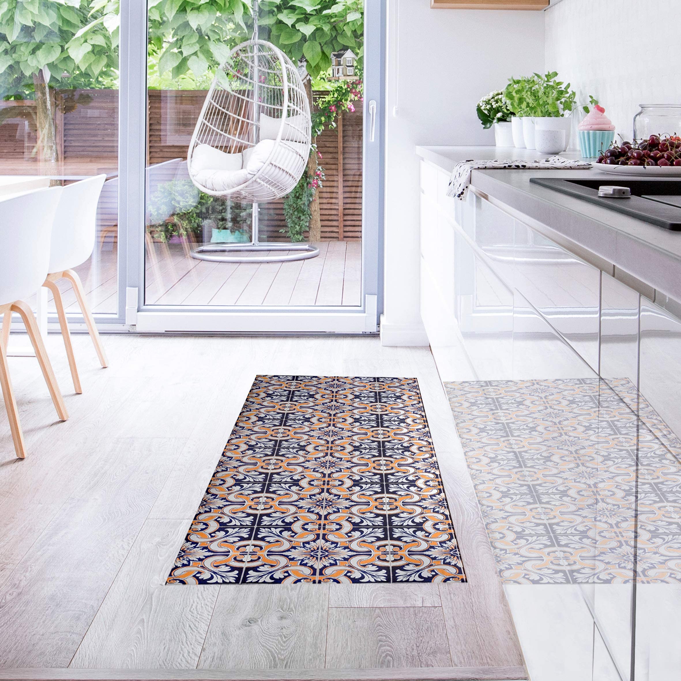 baroni-home-cucina-tapis-cuisine-pvc-bleu-jaune-60x180 image 2