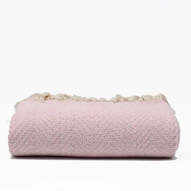 luisa-paix-o-chevrons-plaid-coton-rose-200x135cm-tiss image 1