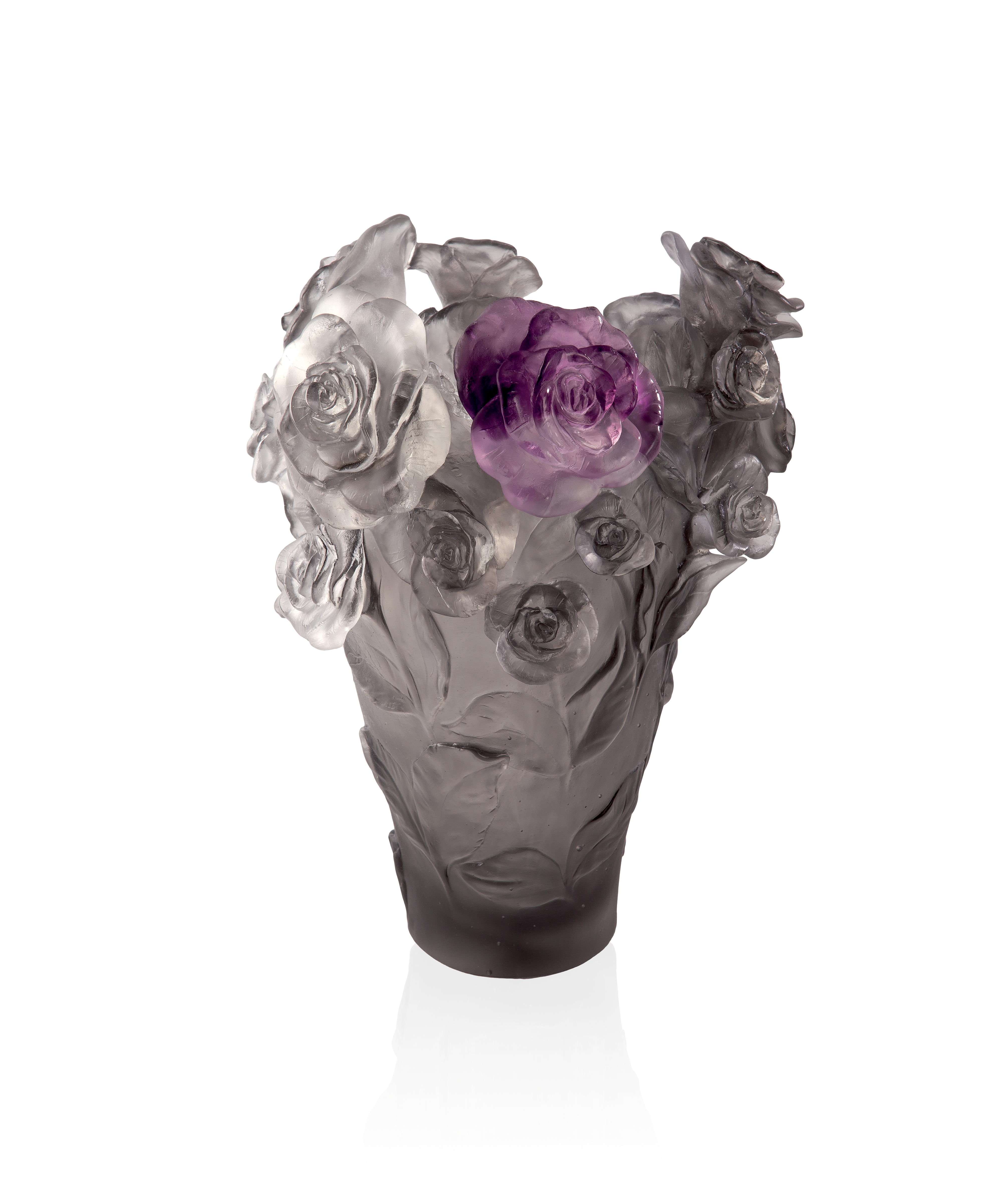 daum-rose-passion-vase-gris-fleur-violette-grand-mod-le image 1