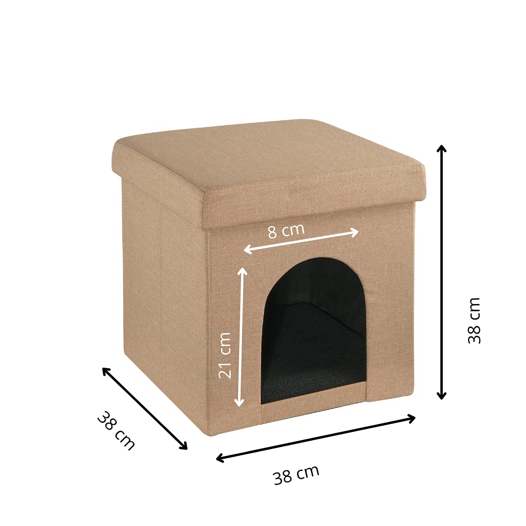 baroni-home-pet-panier-chien-chat-taupe-pliable-38x38x38 image 2
