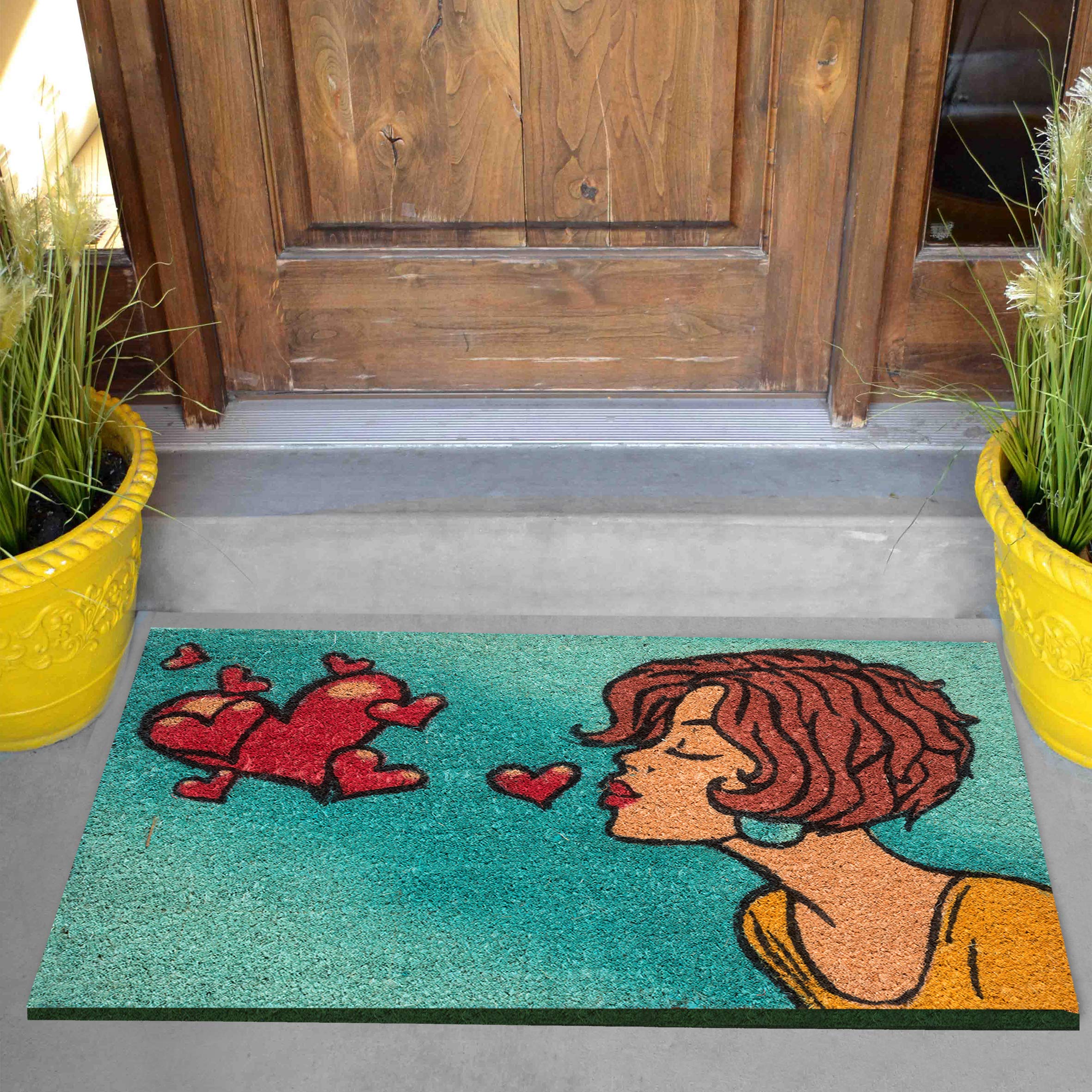 baroni-home-paillasson-coco-pop-art-bisous-60x40-cm image 2