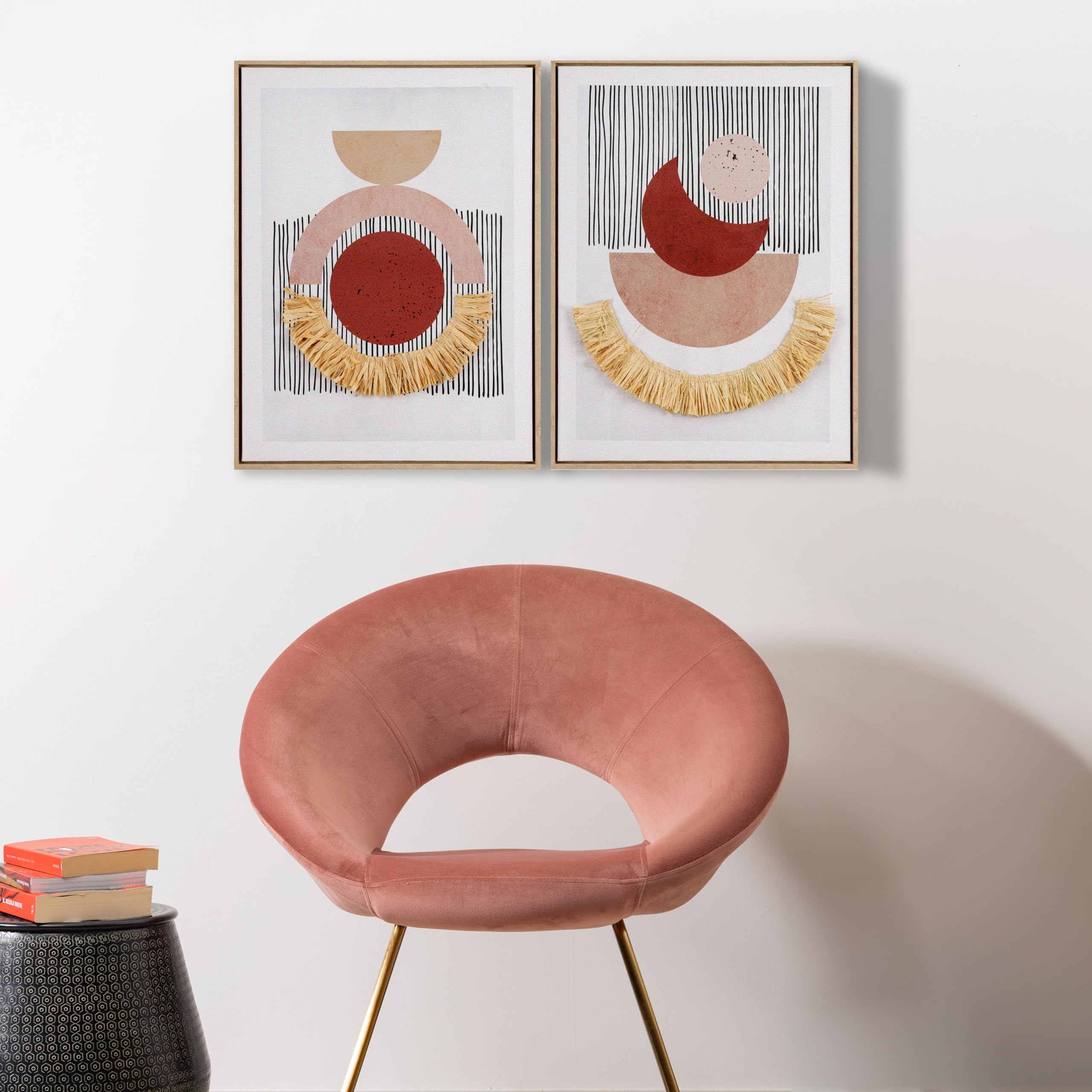 baroni-home-quadri-tableau-toile-abstrait-paille-lot-de-2-45x60 image 2