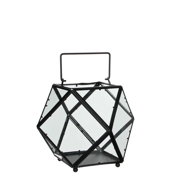 mica-decorations-brienon-lanterne-noire-verre-m-tal-bougie image 1