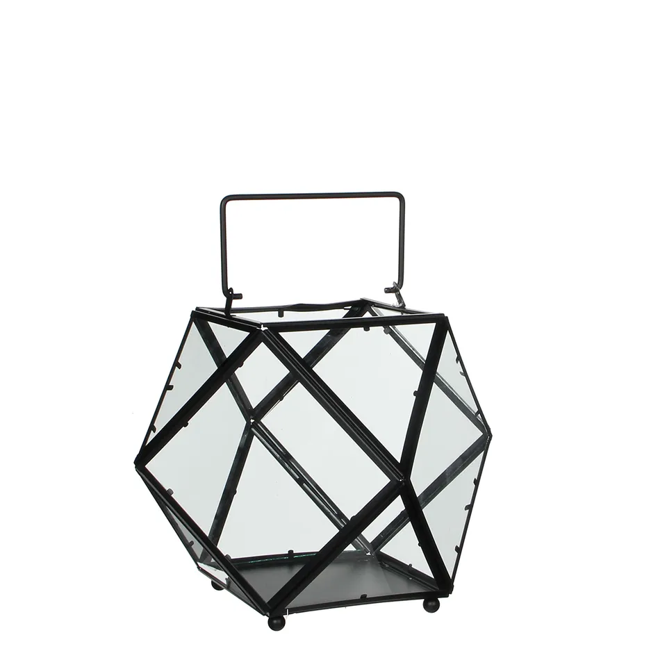 mica-decorations-brienon-lanterne-noire-verre-m-tal-bougie image 1