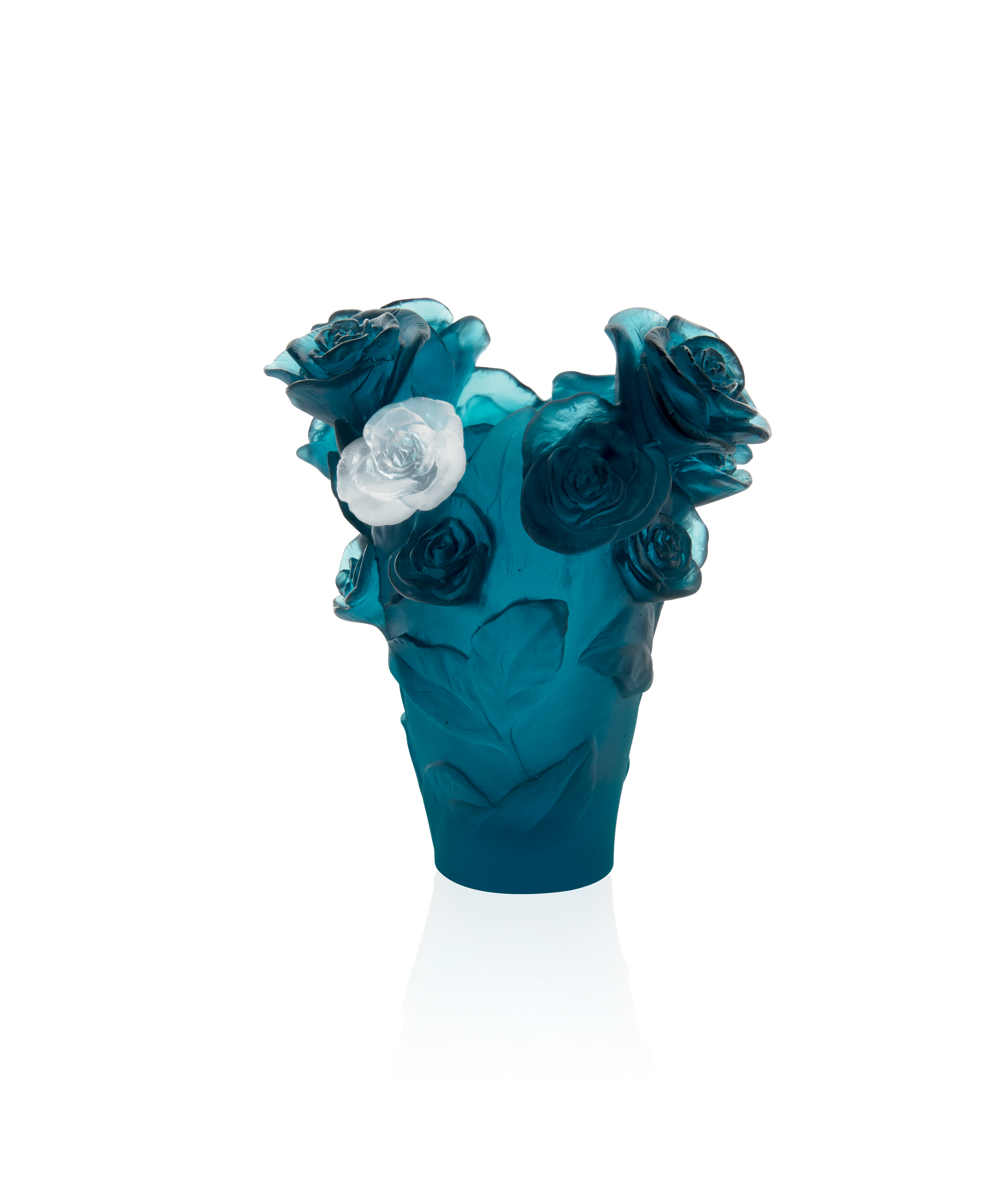daum-univers-v-g-tal-rose-passion-petit-vase-bleu-fleur-blanche image 1