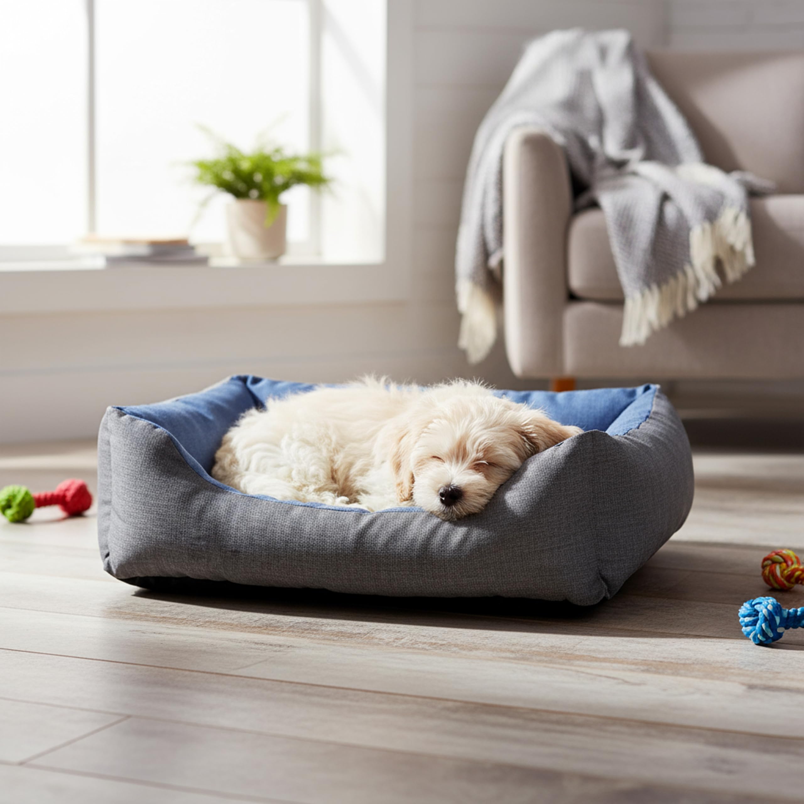 baroni-home-pet-lit-chien-s-gris-bleu-45x60-cm-lavable image 4