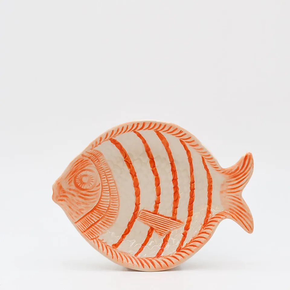 luisa-paix-o-poisson-assiette-creuse-c-ramique-orange-25cm image 1