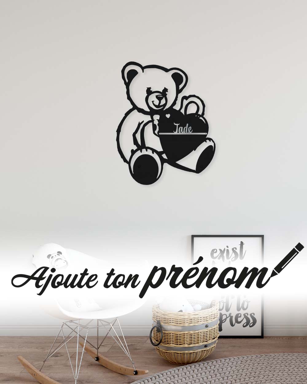 je-suis-art-enfants-ourson-d-co-murale-m-tal-chambre-b-b image 1