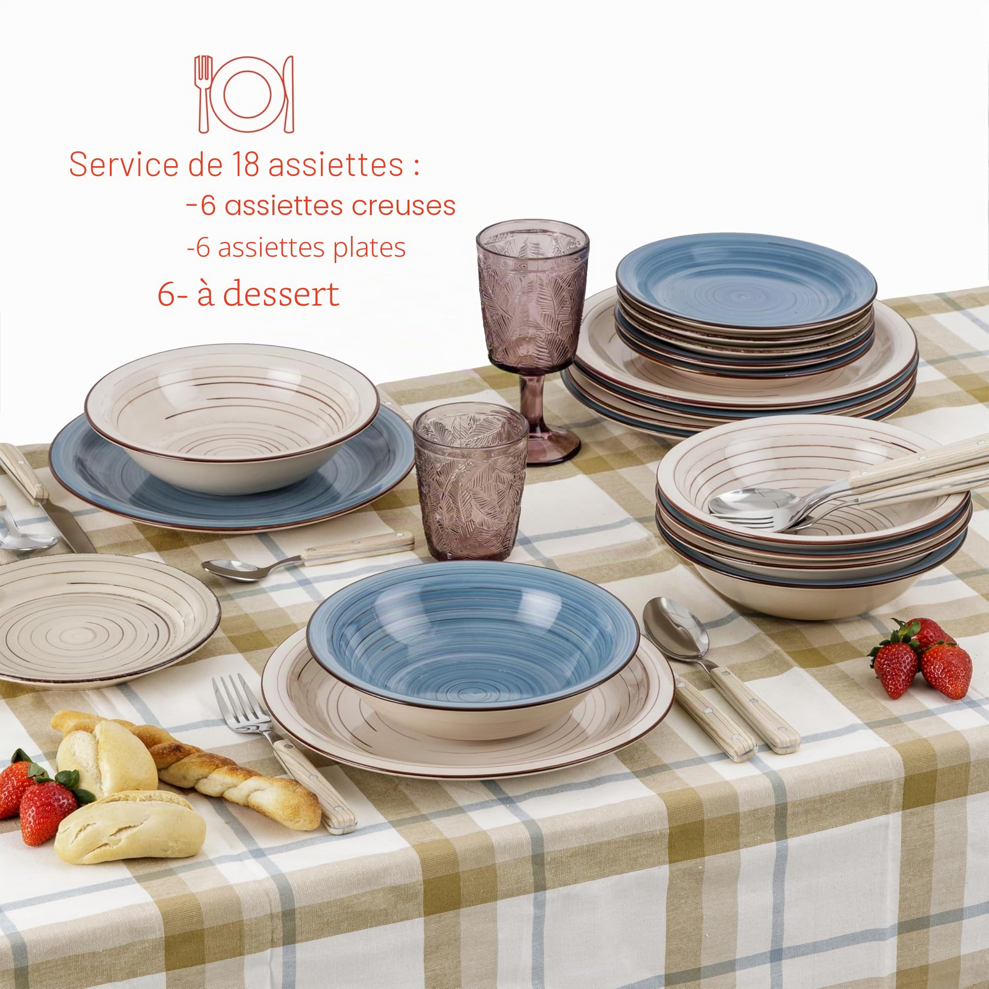 baroni-home-cucina-service-18-assiettes-c-ramique-bleu-gris-6-personnes image 2