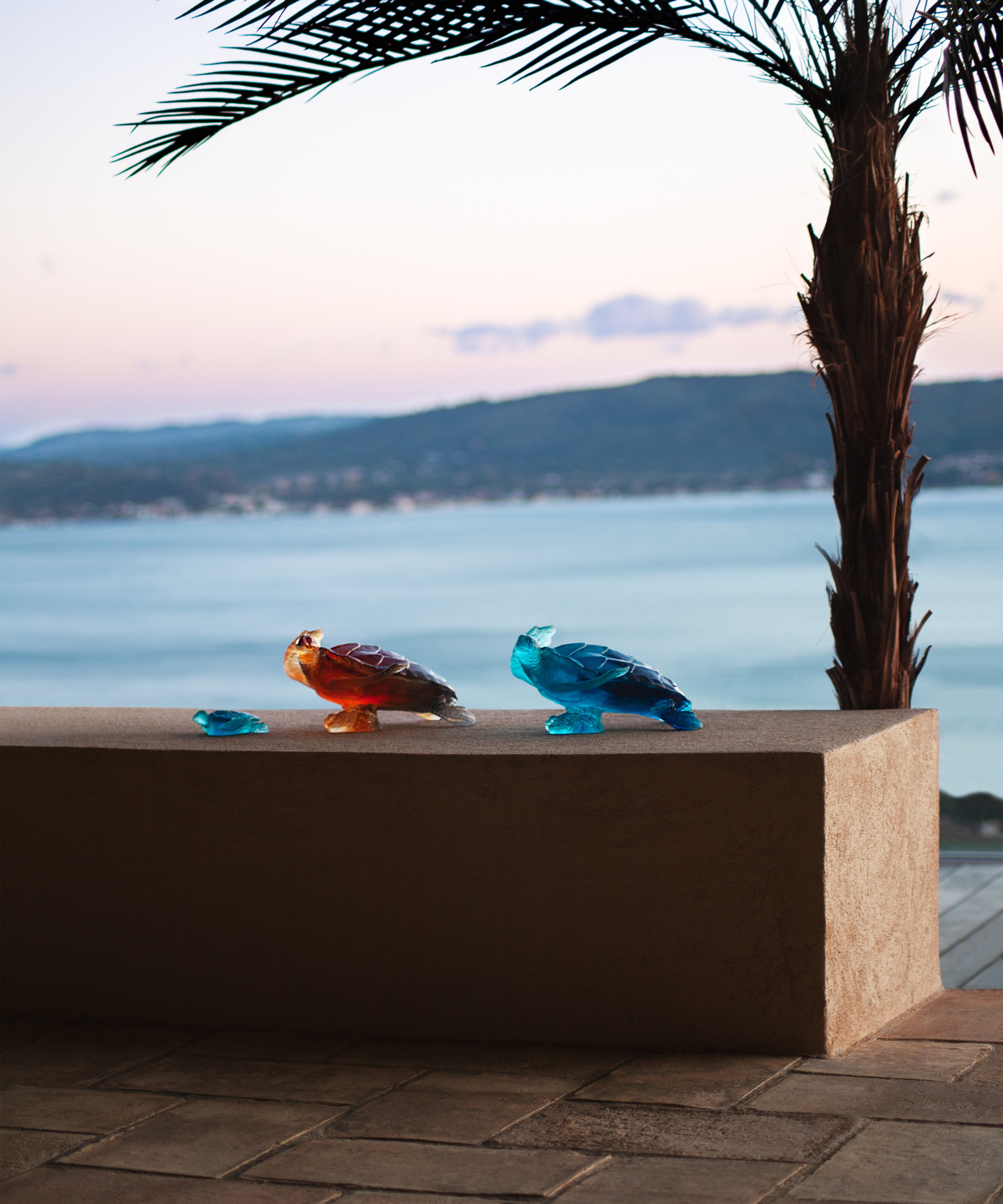 daum-mer-de-corail-tortue-sculpture-bleue-grand-mod-le image 2