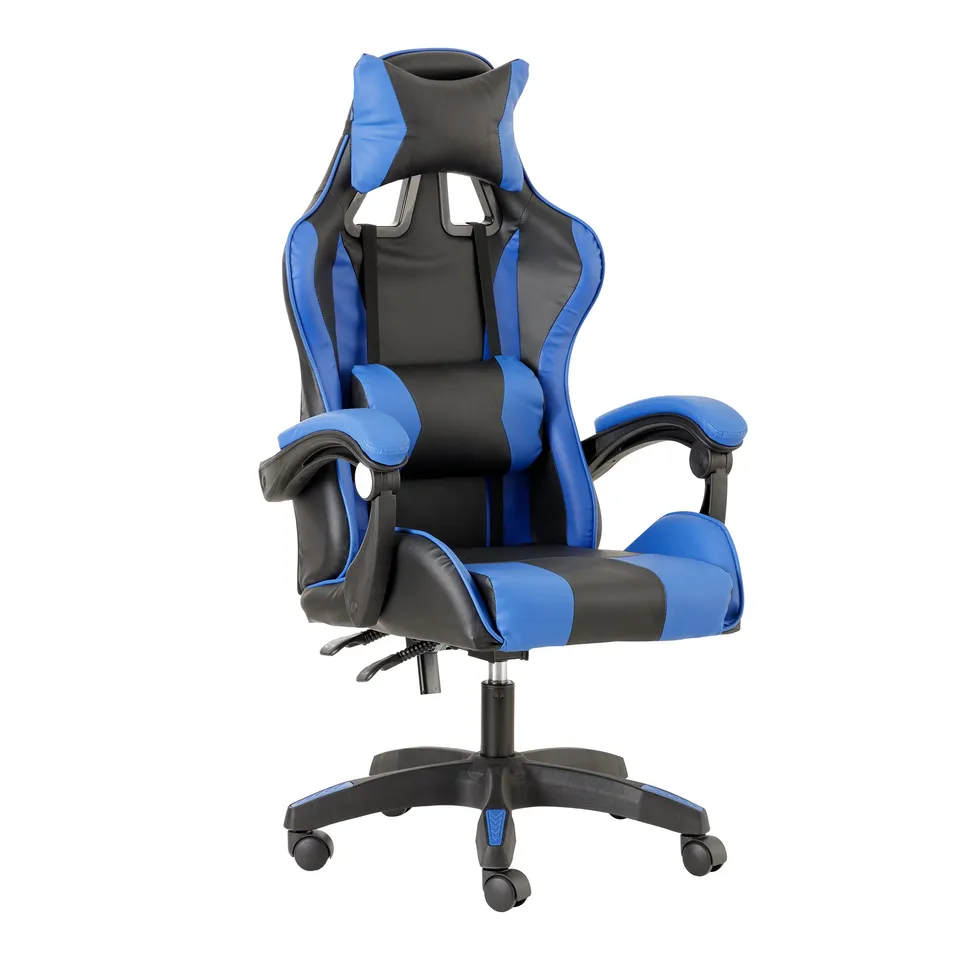 baroni-home-sedie-chaise-gaming-bleue-ergonomique-dossier image 1