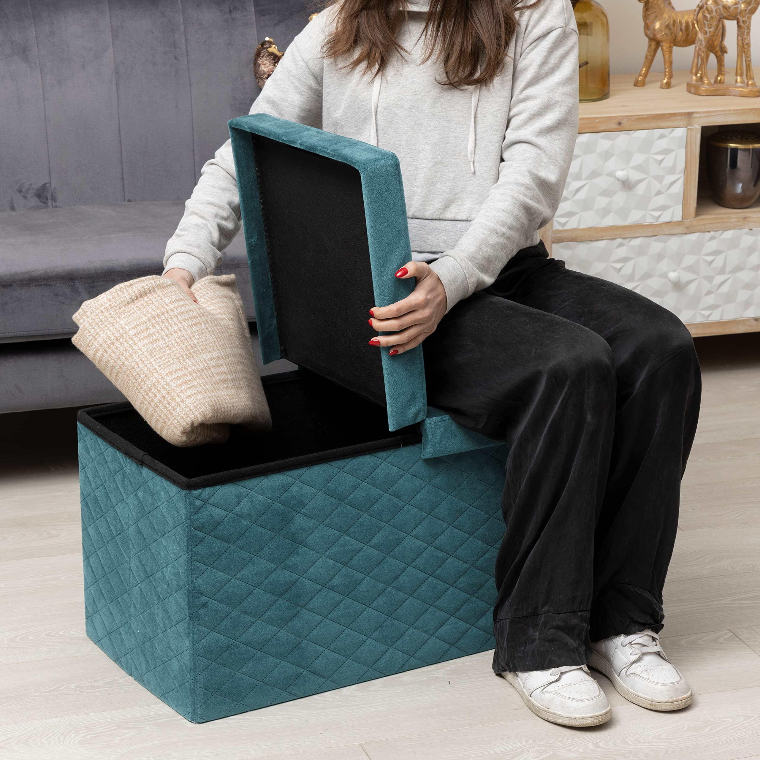 baroni-home-pouf-e-cassapanche-coffre-velours-bleu-p-trole-76cm-pliable image 5