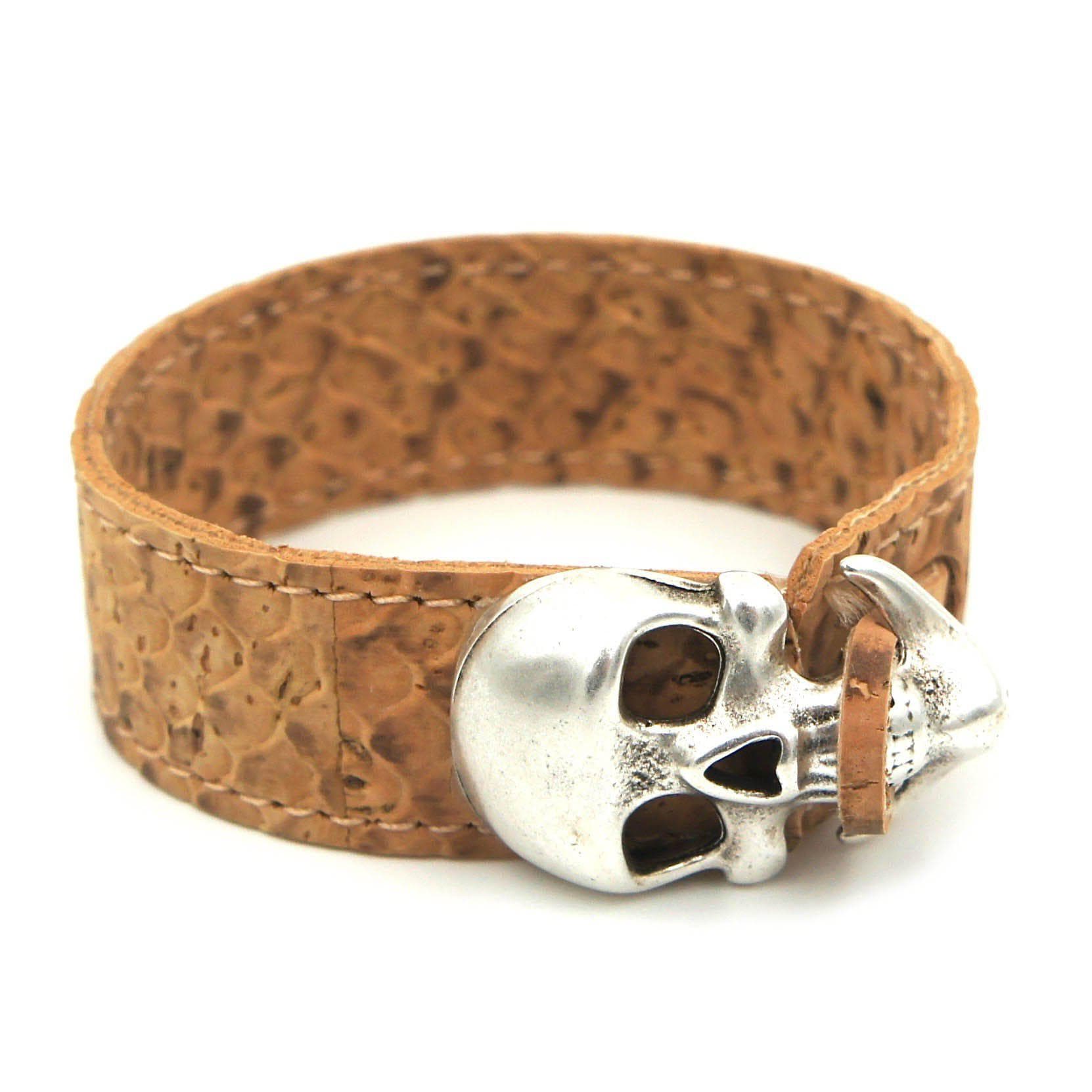 luisa-paix-o-bracelet-li-ge-beige-skull-t-te-de-mort-16cm image 3