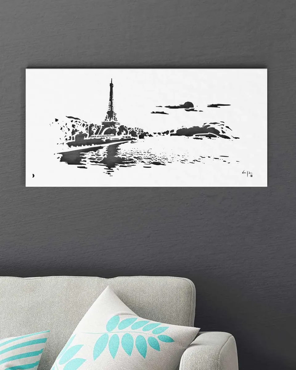 je-suis-art-tableaux-tour-eiffel-tableau-m-tal-paris-noir image 1