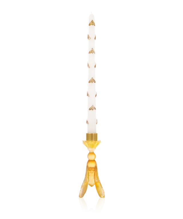 daum-or-d-abeille-porte-chandelle-et-chandelle-cristal image 1