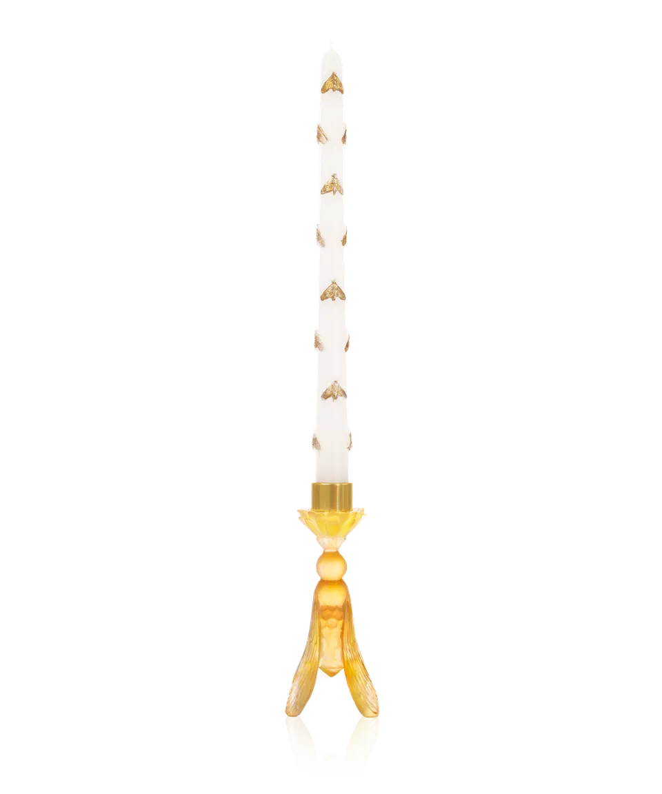 daum-or-d-abeille-porte-chandelle-et-chandelle-cristal image 1