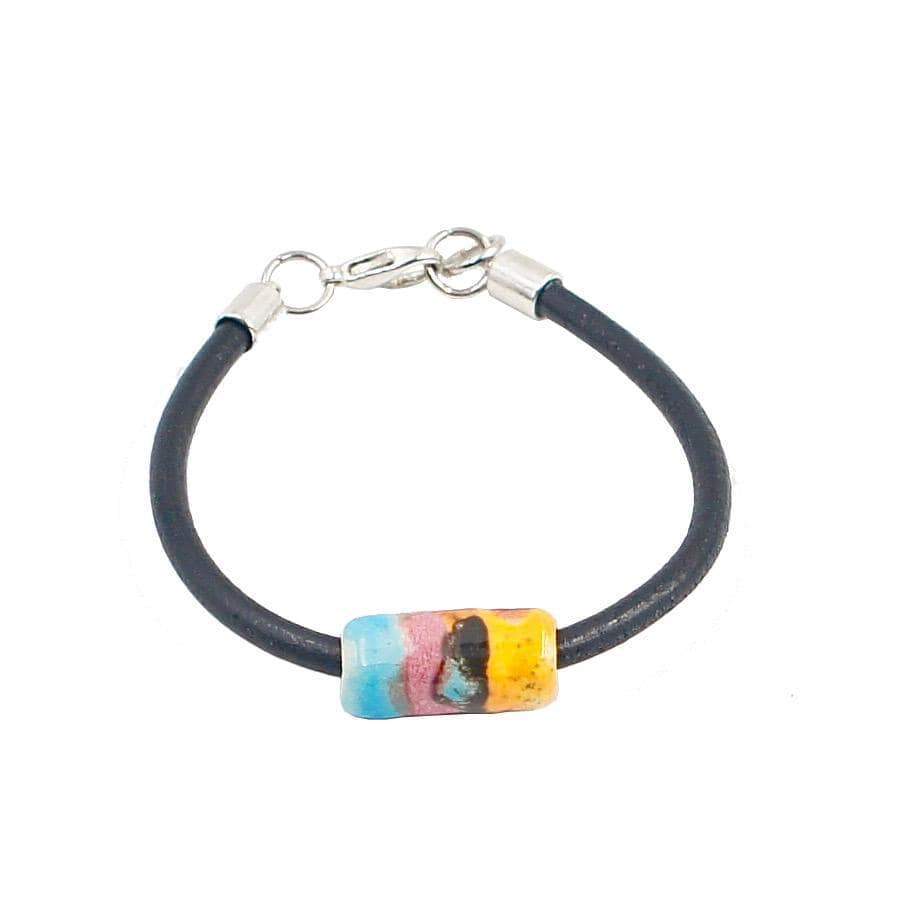 luisa-paix-o-bracelet-c-ramique-cuir-turquoise-rose-jaune image 2