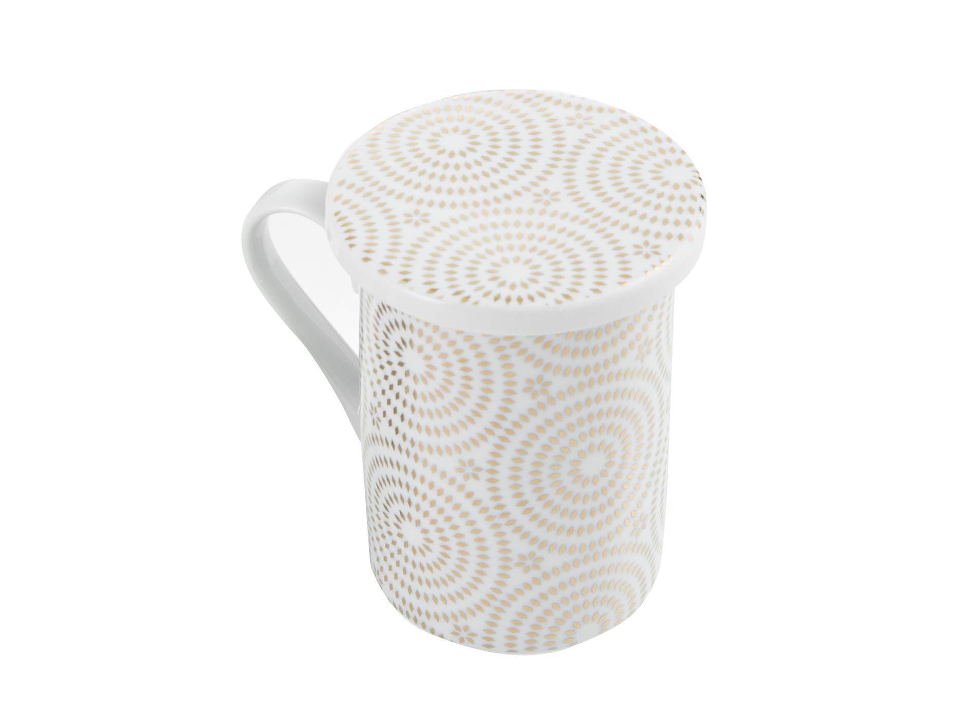 baroni-home-cucina-tasse-tisani-re-c-ramique-blanc-or-filtre image 1