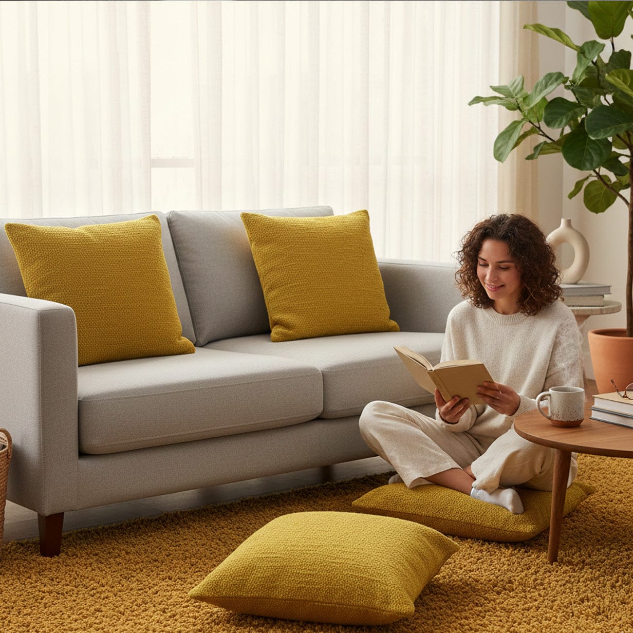 luisa-paix-o-housse-de-coussin-artisanale-60x60-jaune-fibres image 2