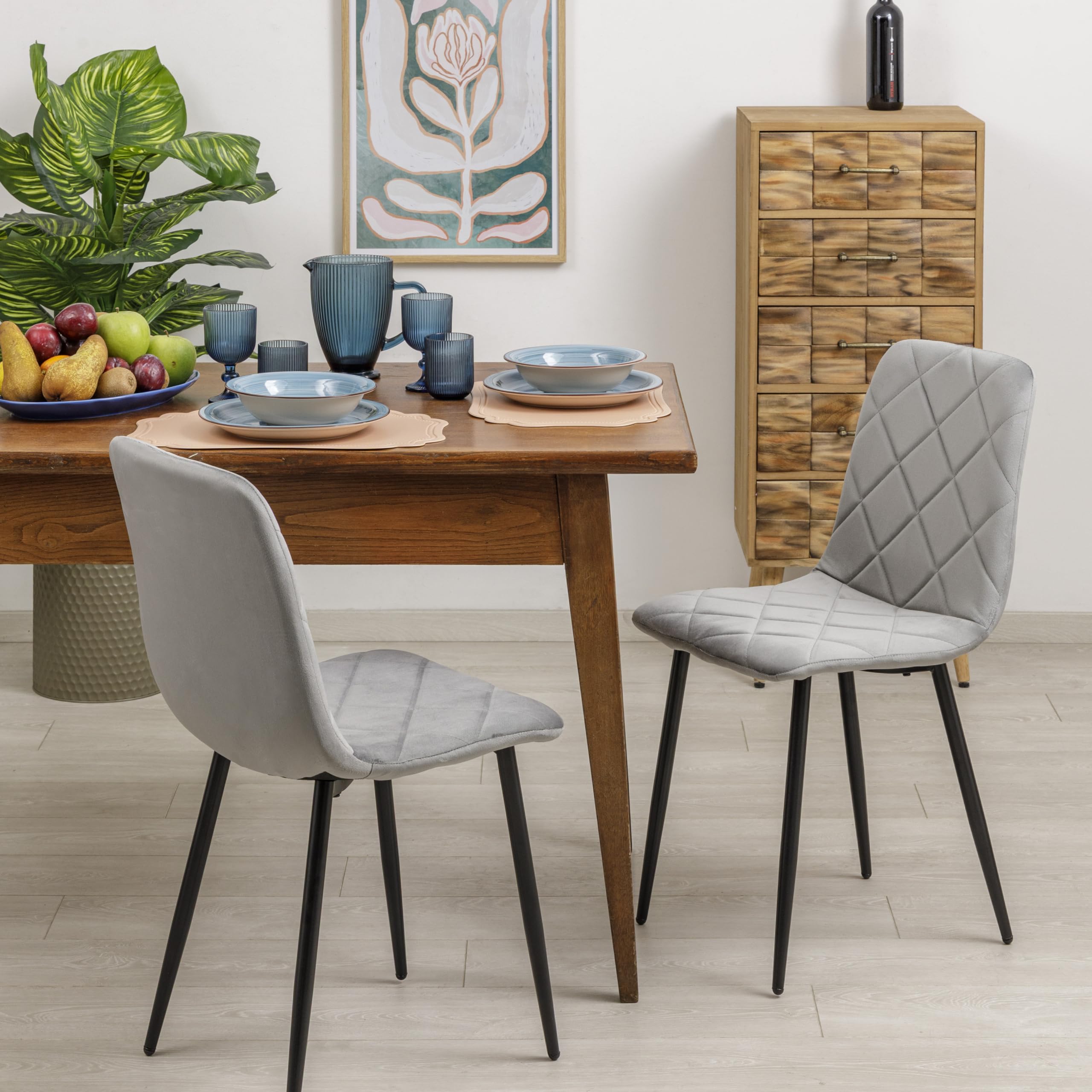 baroni-home-sedie-chaise-velours-gris-pieds-fer-52x44x85 image 2