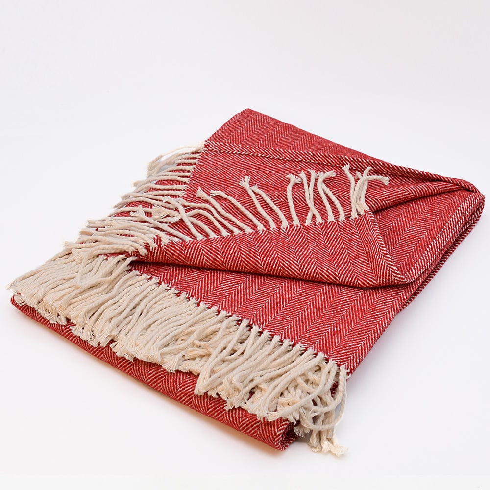 luisa-paix-o-linge-de-maison-plaid-coton-rouge-180x140cm-chevrons image 2