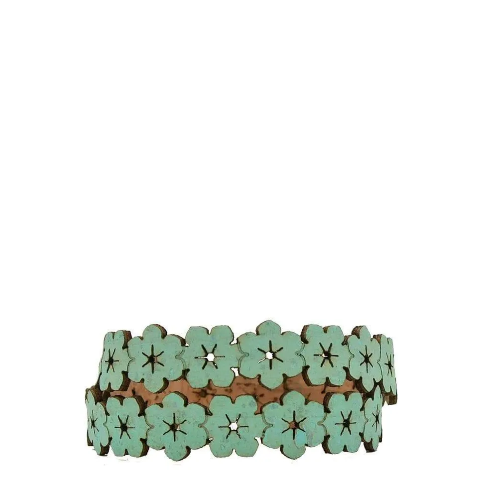 luisa-paix-o-bracelet-li-ge-double-flores-vert-d-eau-16-5-cm image 1