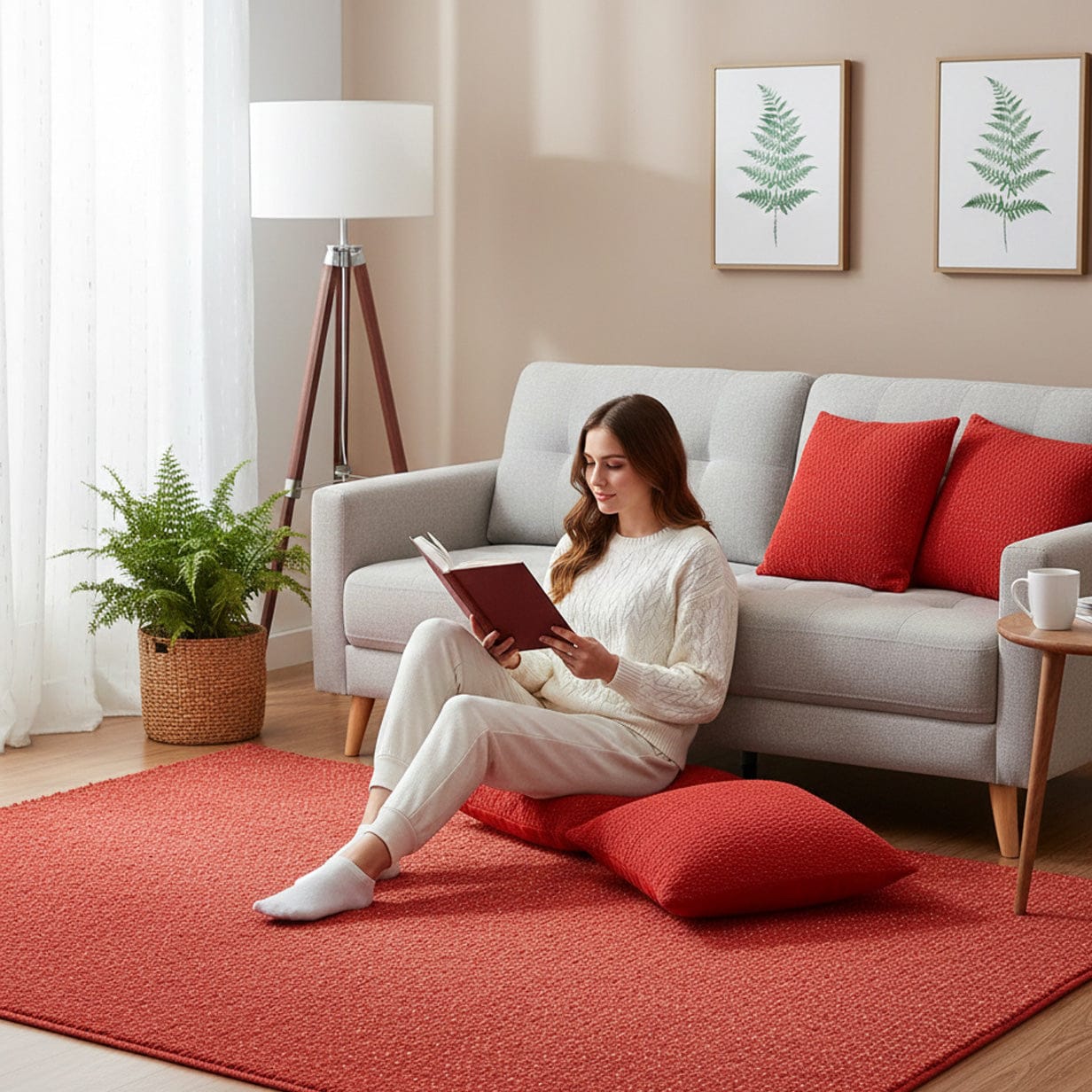 luisa-paix-o-housse-de-coussin-60x60-rouge-fibres-naturelles image 2