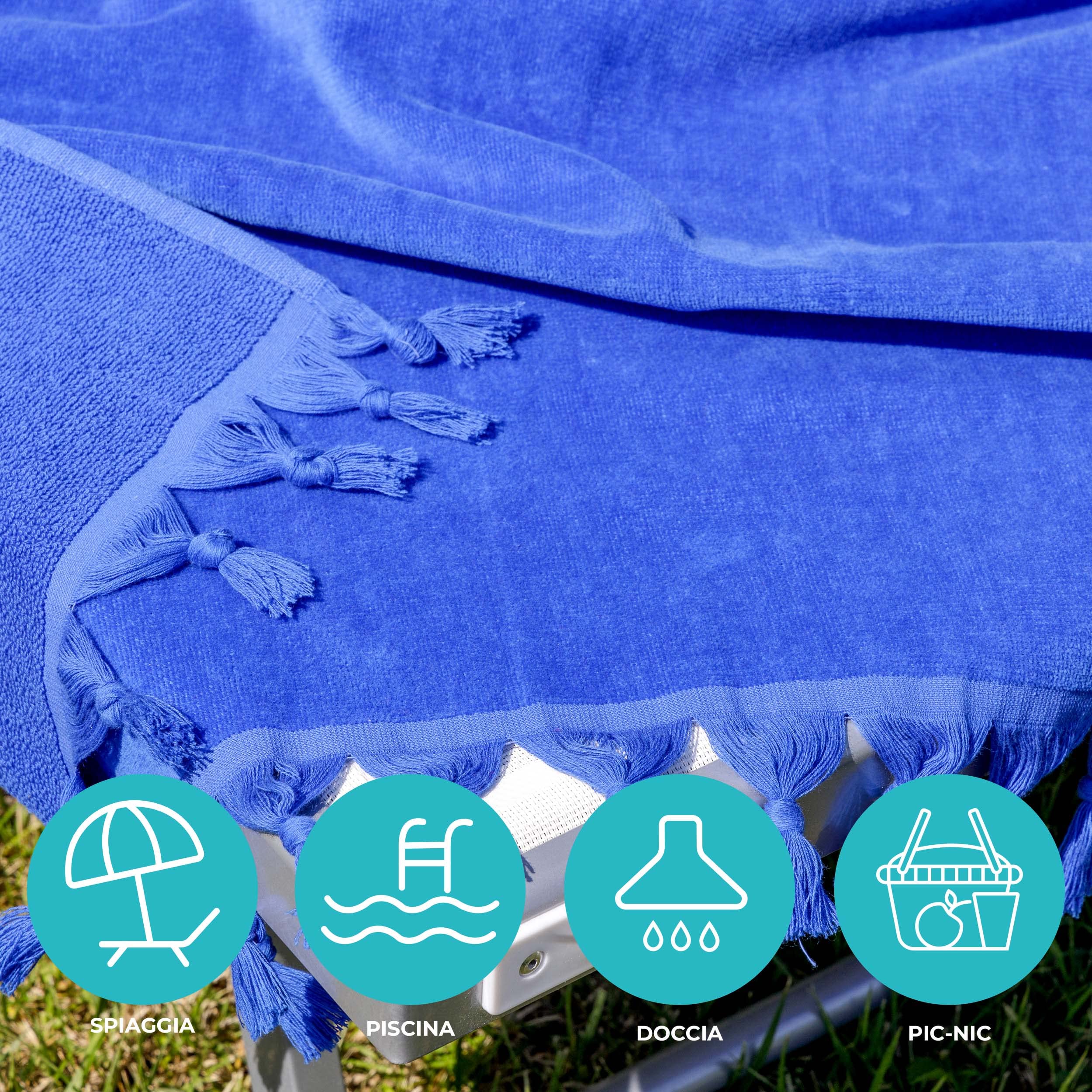baroni-home-outdoor-serviette-plage-coton-bleu-royal-90x160-cm image 4
