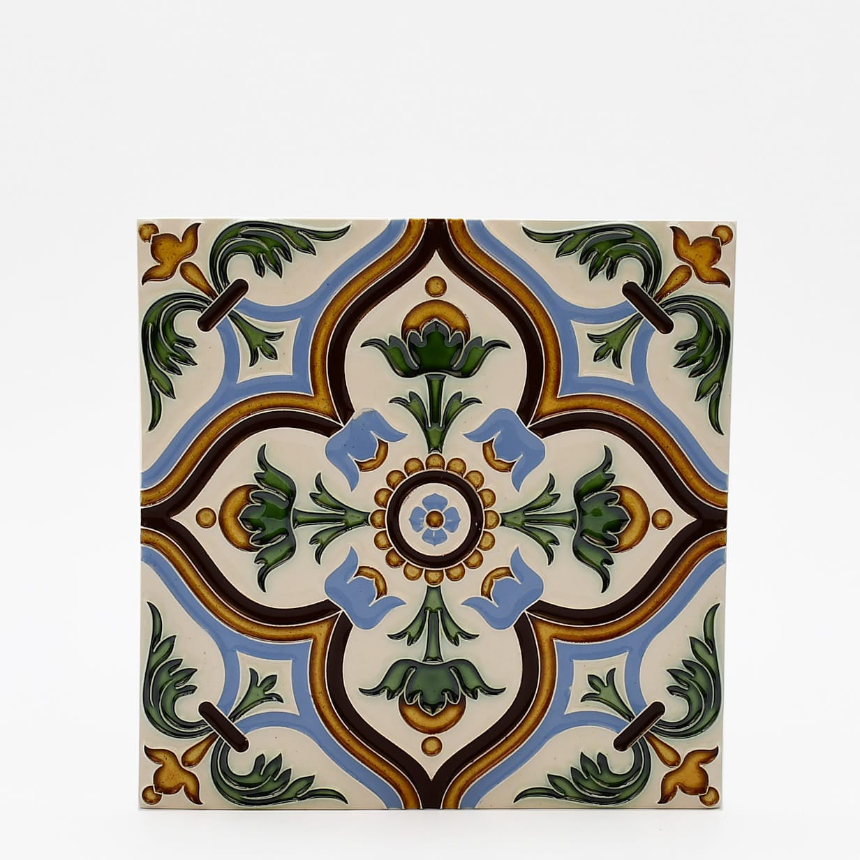 luisa-paix-o-azulejos-hispano-maure-14x14cm-carreau-relief-fait-main-3 image 1