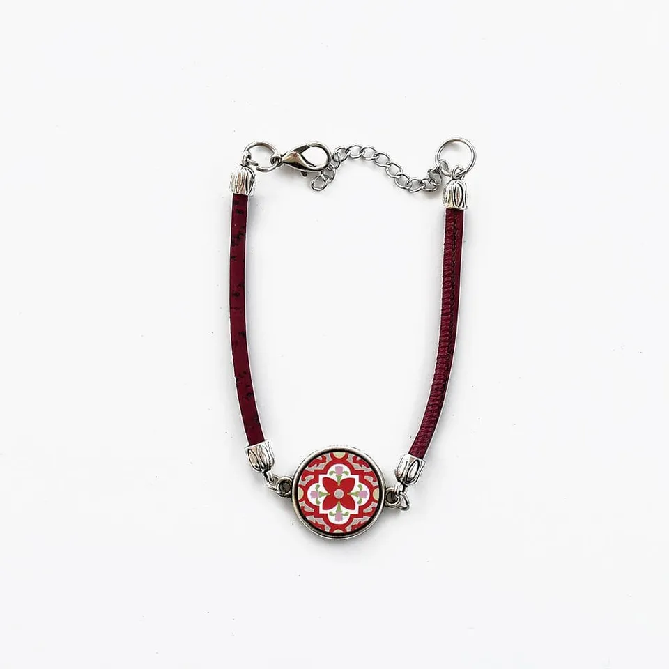 luisa-paix-o-azulejo-bracelet-coton-bordeaux-m-daillon-2cm image 1