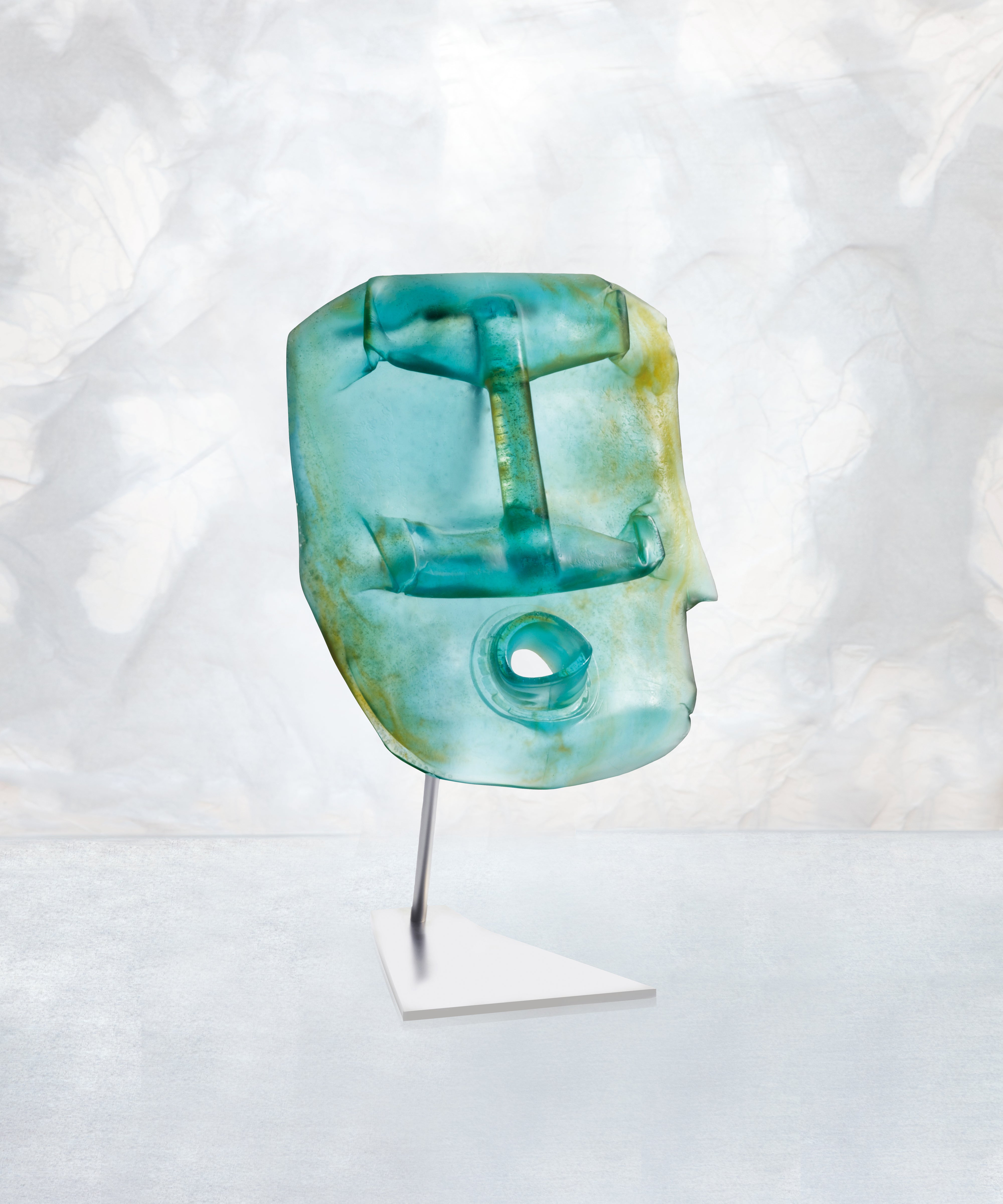 daum-art-cristal-blue-oil-head-sculpture-romuald-hazoum-175-ex image 2