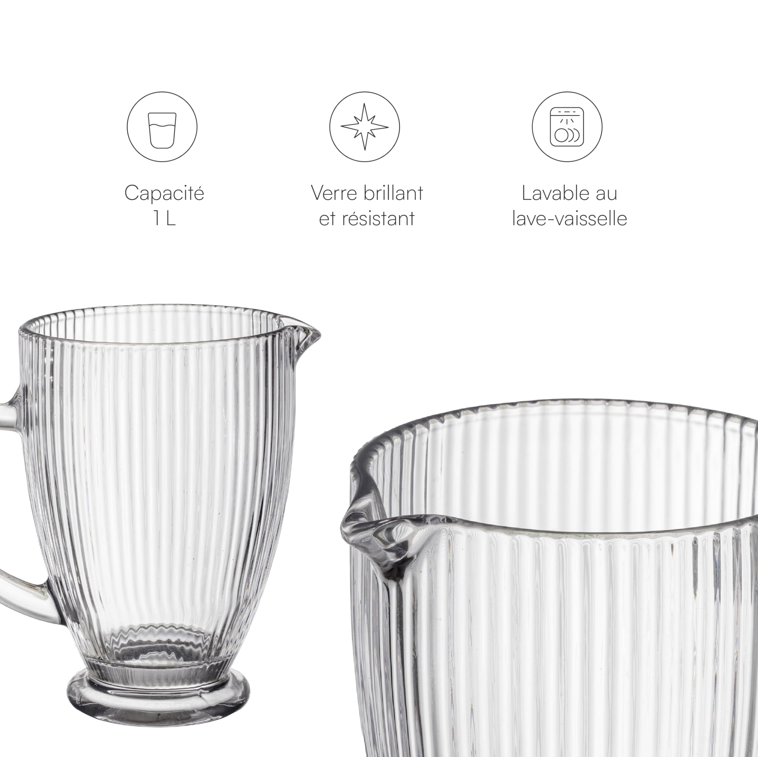 baroni-home-cucina-carafe-verre-1l-relief-transparent image 3