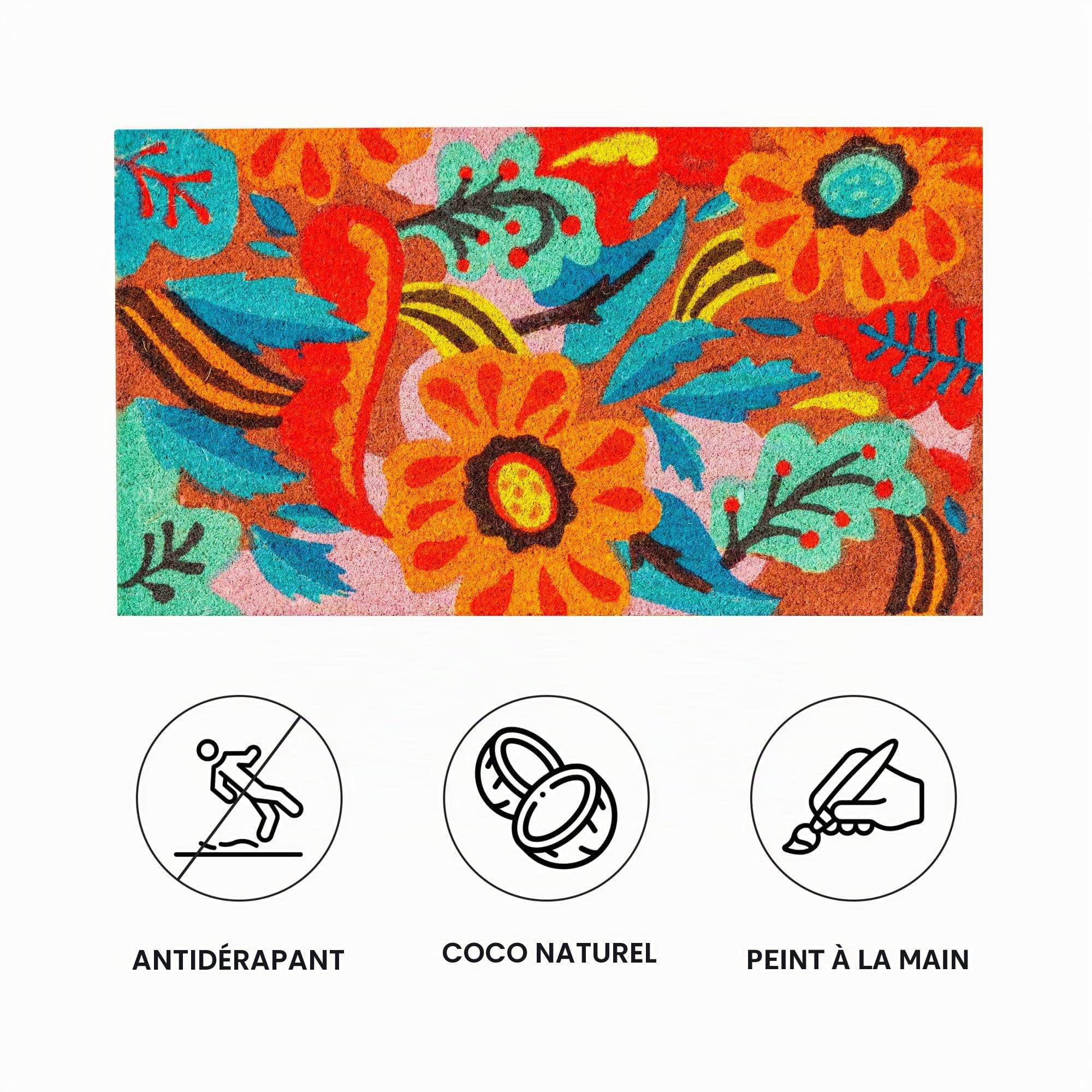 baroni-home-tessile-casa-paillasson-coco-fleurs-fond-rose-70x40-cm image 4