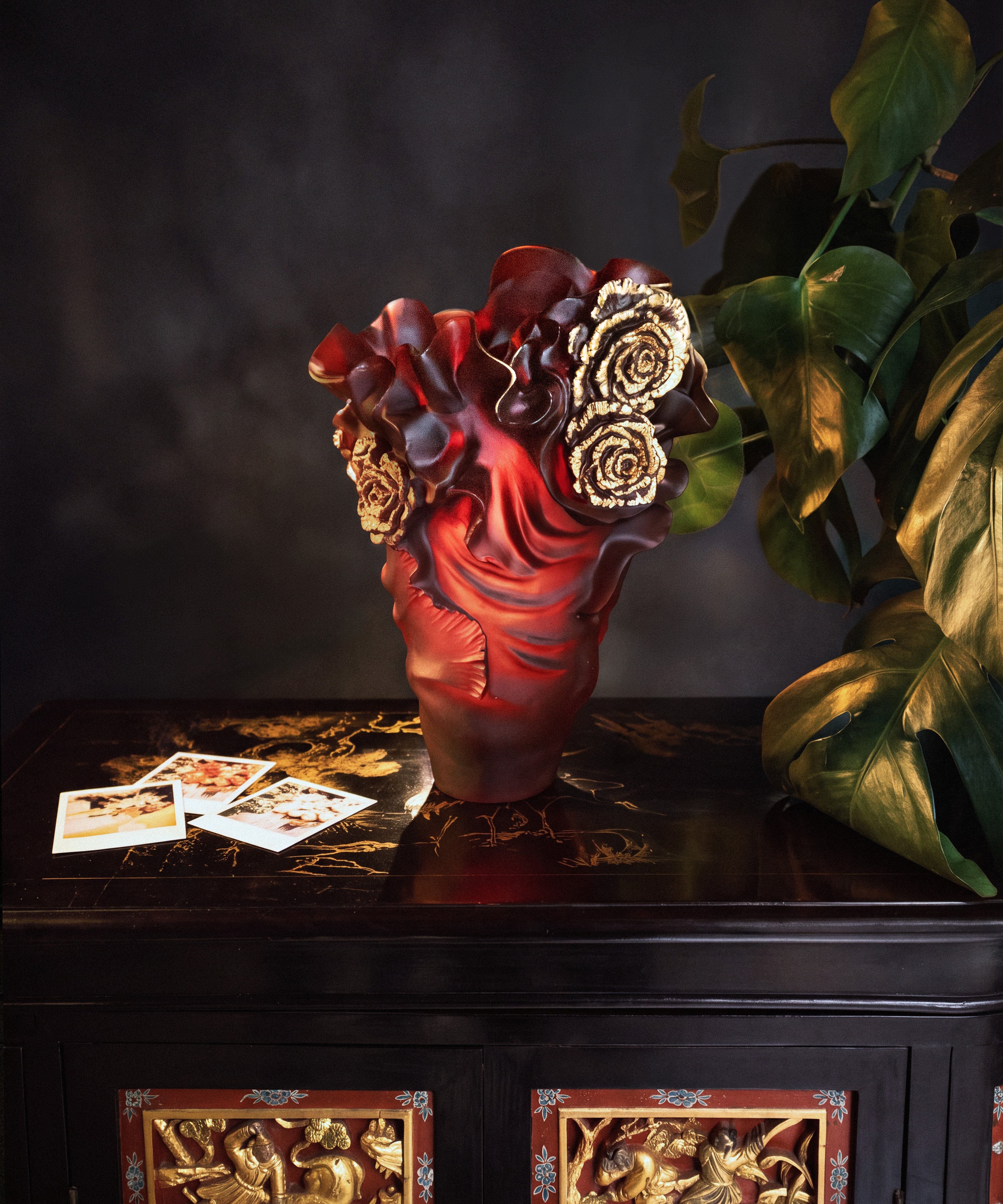 daum-rose-royale-vase-grand-mod-le-rouge-et-or-50-ex image 4