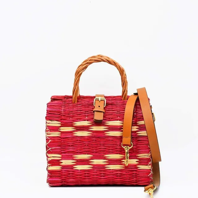 luisa-paix-o-sac-cabas-jonc-rouge-22-cm-cuir image 1