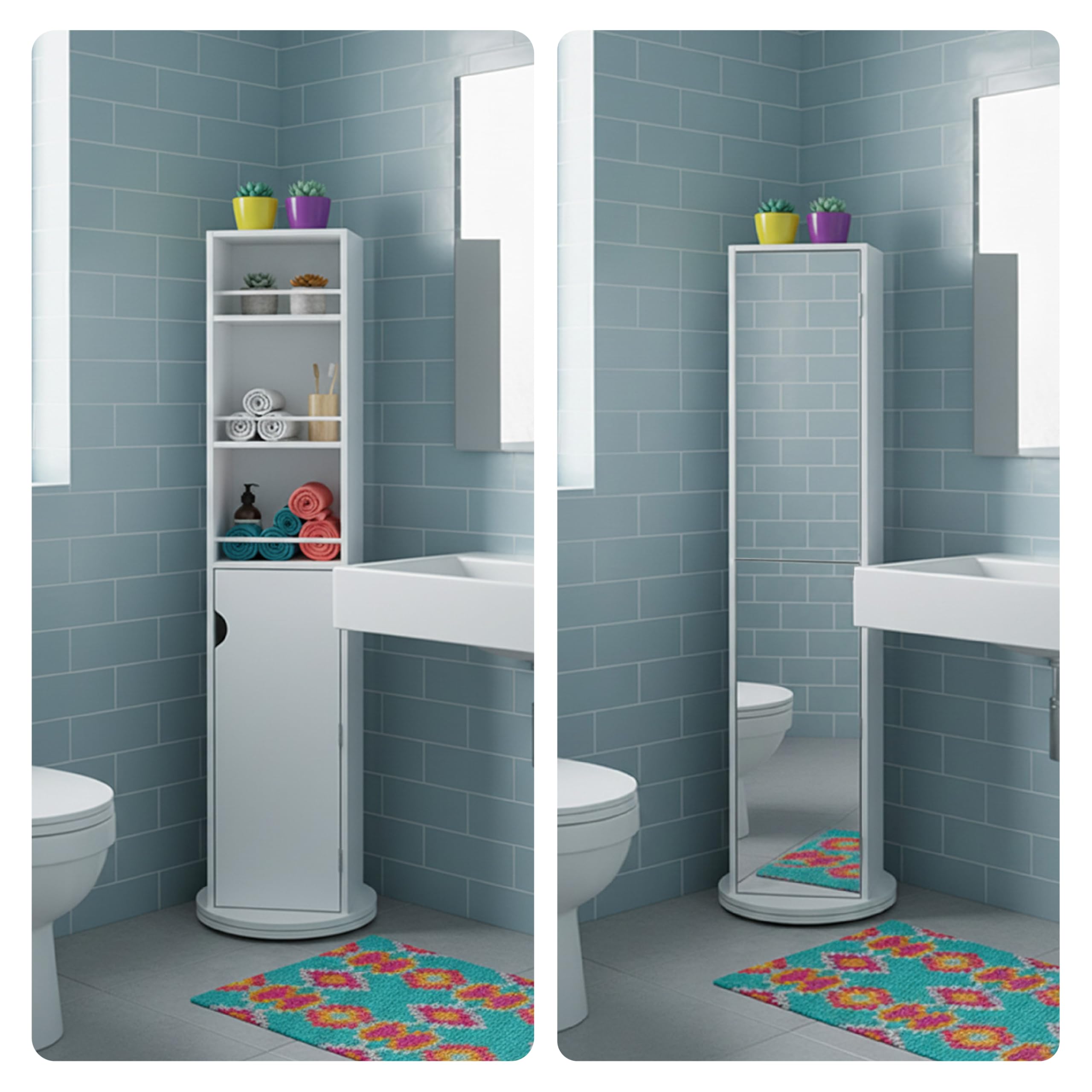 baroni-home-specchi-colonne-miroir-pivotante-360-blanc-169cm image 5