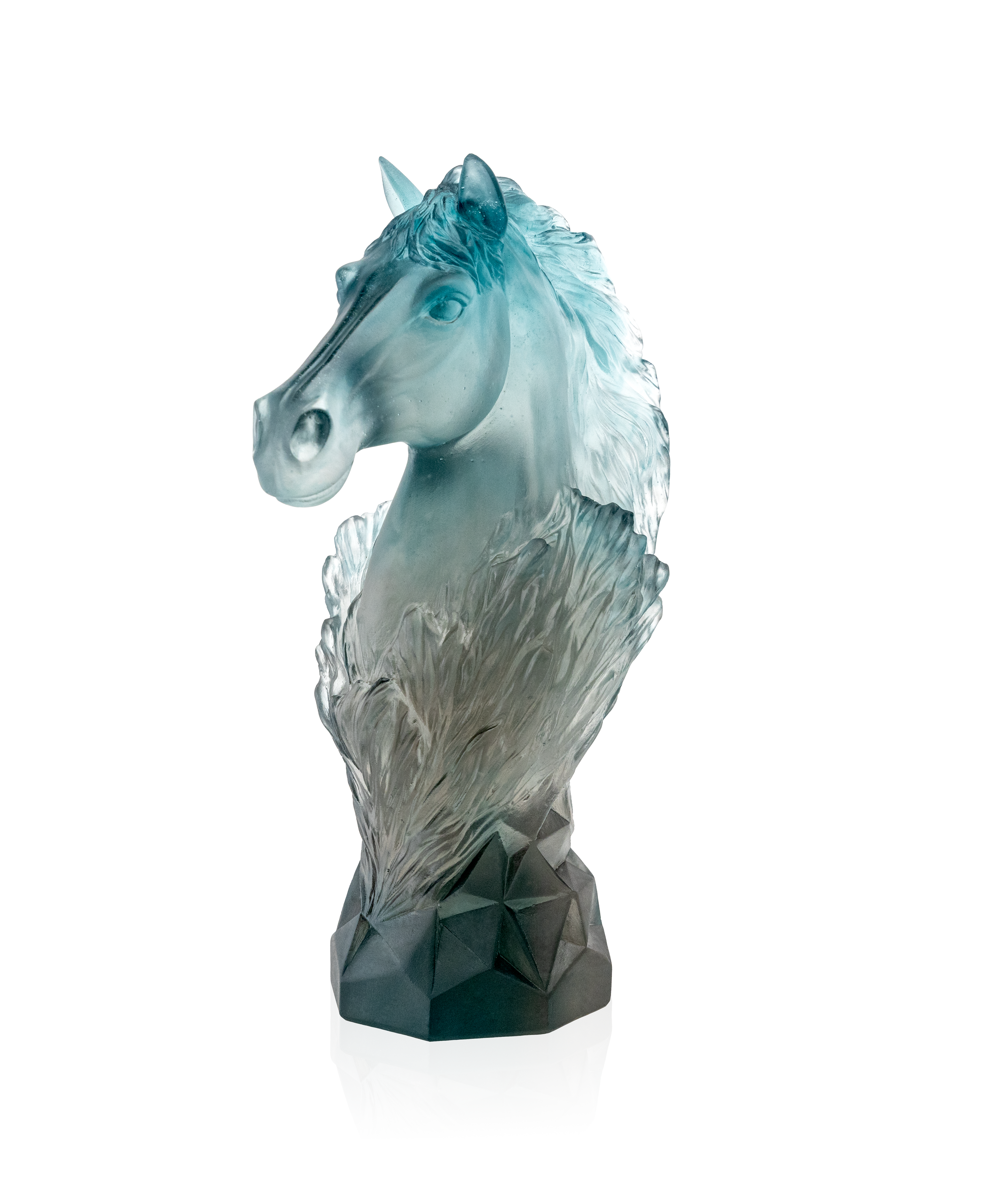 daum-univers-animalier-cavalcade-cavalier-d-chec-sculpture-bleu-gris-250-ex image 1