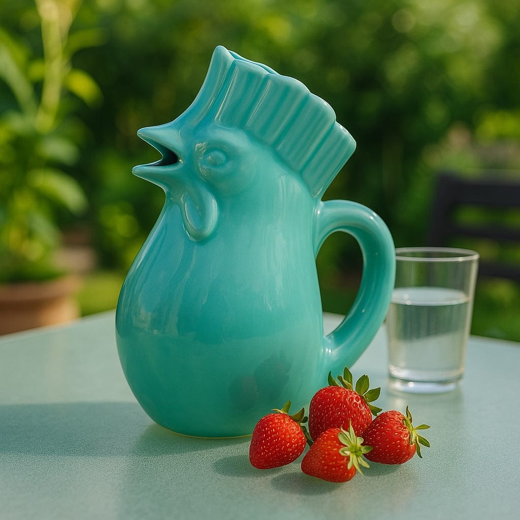 luisa-paix-o-vaisselle-portugaise-carafe-coq-c-ramique-turquoise image 2