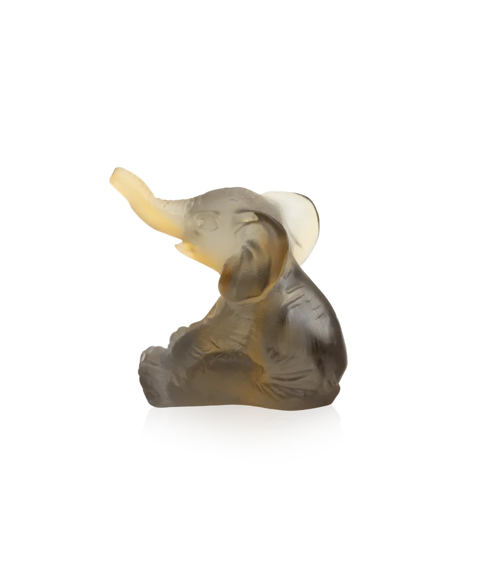 daum-mini-l-phant-statuette-ambre-gris-p-te-de-verre image 1