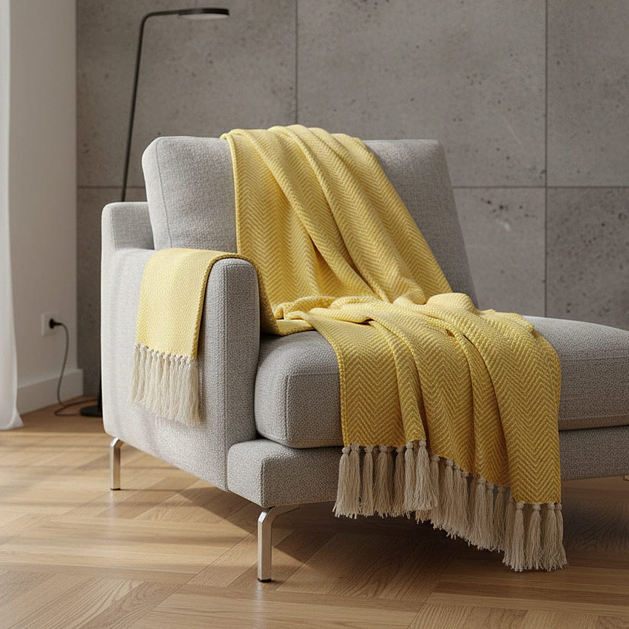 luisa-paix-o-chevrons-plaid-coton-jaune-200x135cm image 2