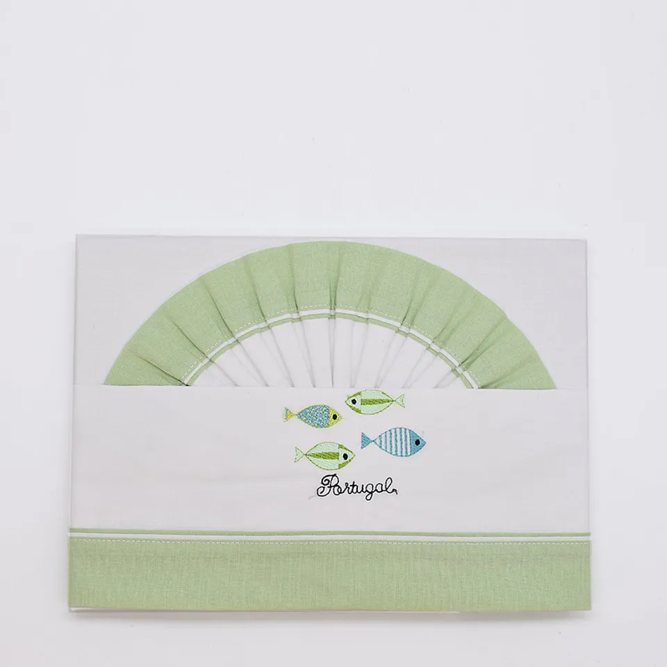 luisa-paix-o-linge-parure-lit-b-b-sardinhas-coton-vert-3-pi-ces image 1